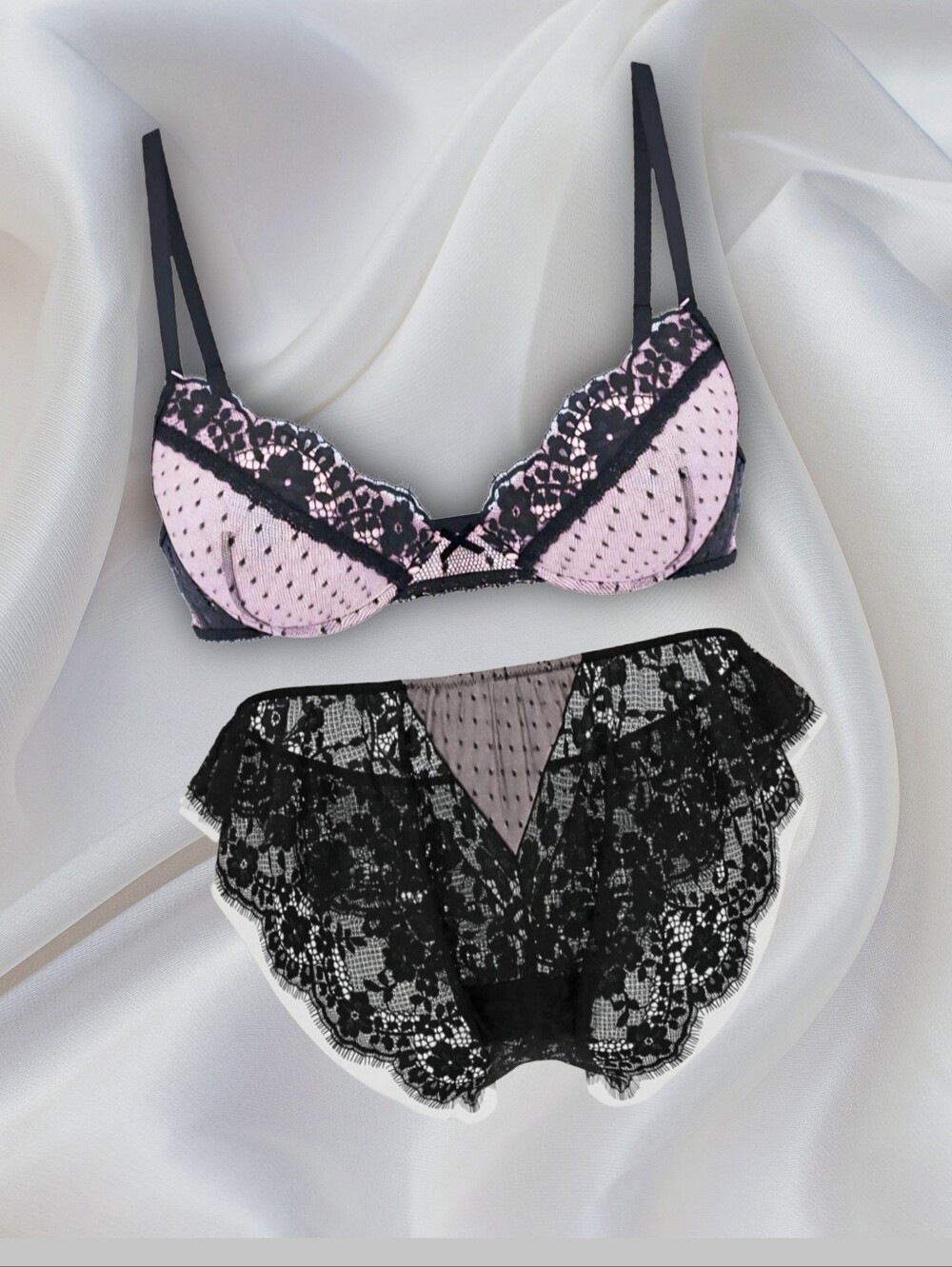 Victoria's Secret Heritage Dot Lace Bra & Panty Bundle New!♡♡